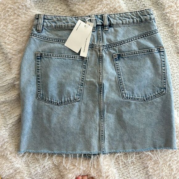 Y imoso Denim distressed Jean skirt, button up front, size 10, NWT - Picture 2 of 8
